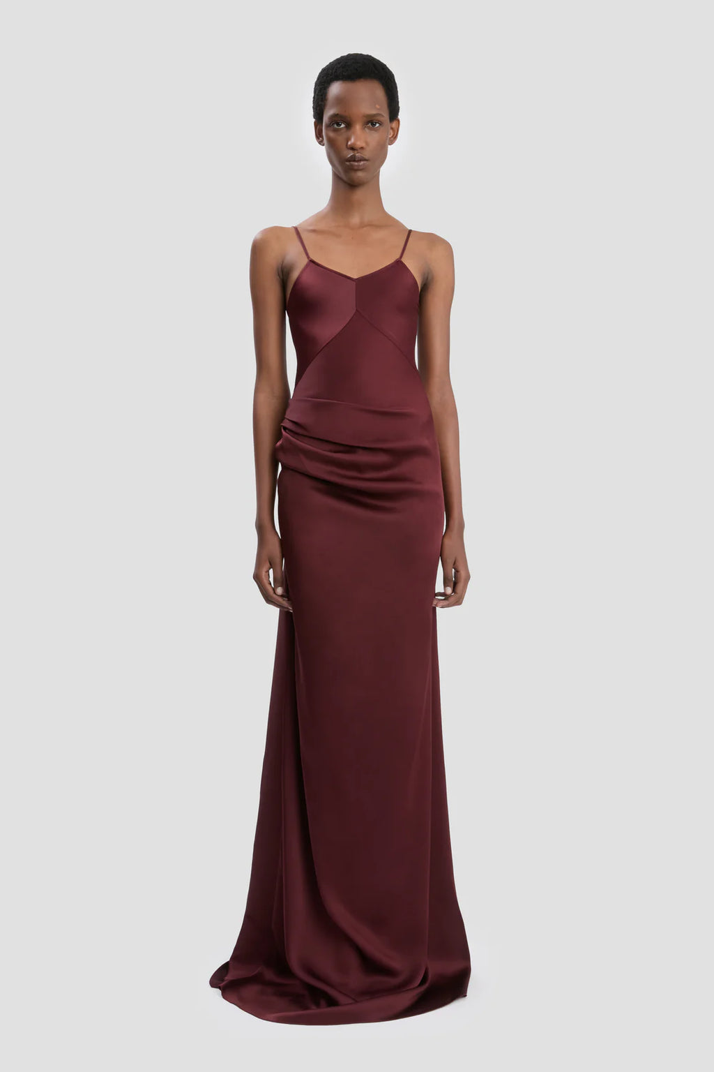 Draped Cami Floor-Length Dress In Cinnabar Red